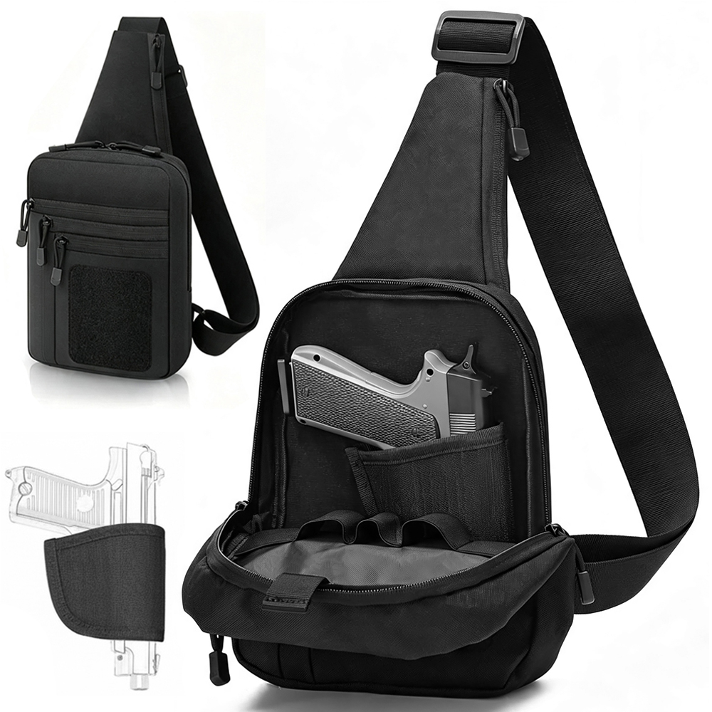 Edc Carry Bag For Pistol - 隠し銃持ち用チェストガンバッグ、ピストルガン収納バッグ、タクティカルスリングショルダーポーチ（ガンホルスター付き）、クロスボディEDCツールバッグ