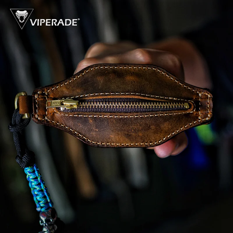 Edc Concealed Carry - ​ VIPERADE PJ10 スラップジャック ウォレット、コンパクトなレザー製小銭入れ＆ジッパー付きキーホルダー、男性の日常持ち運び（EDC）に最適 ​