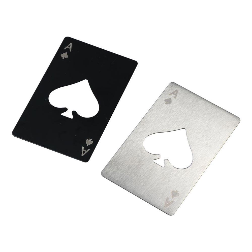 Multitool Credit Card - ステンレス製ボトルオープナー クレジットカードサイズ シルバー/ブラック ワイン用金属オープナー スペード型 クリエイティブ