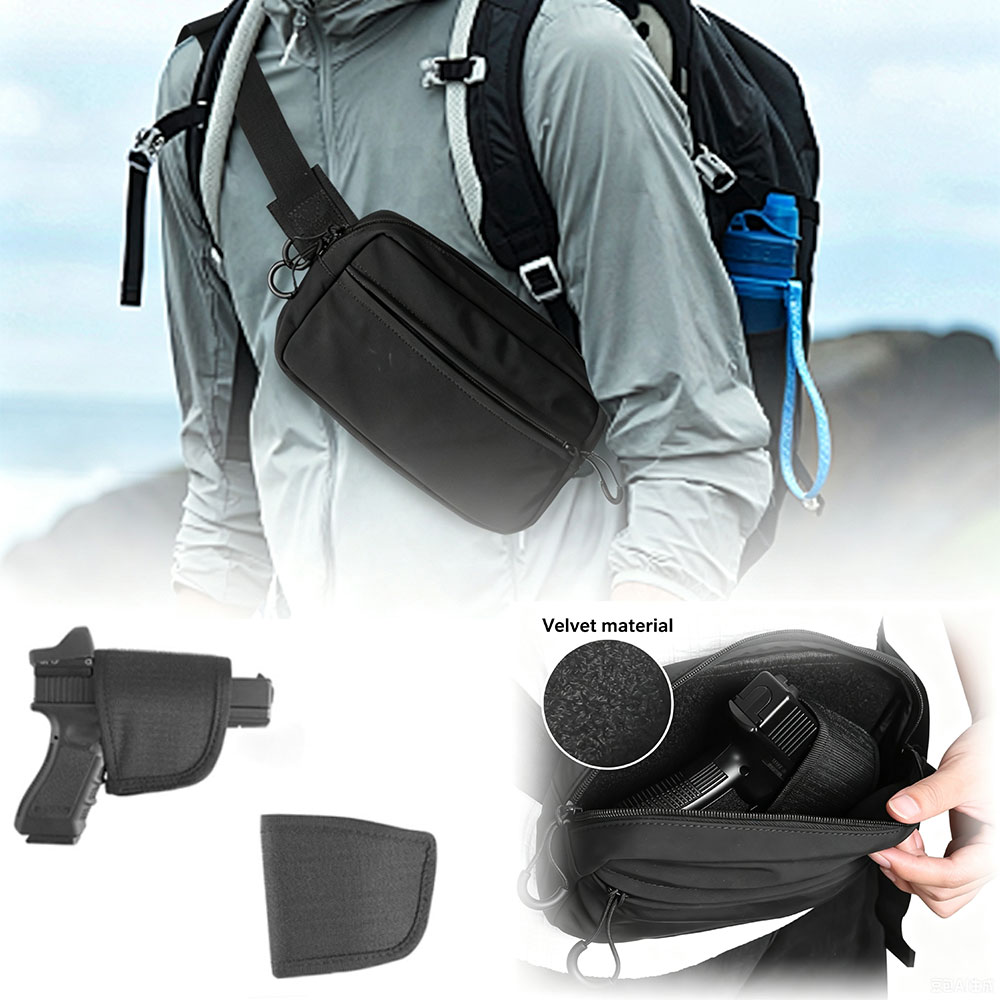 Edc Concealed Carry Fanny Pack - 隠しキャリーウエストバッグ戦術的なファニーパックホルスターピストルポーチ付きクロスボディEDCハンドガンバッグ狩猟ハイキング用