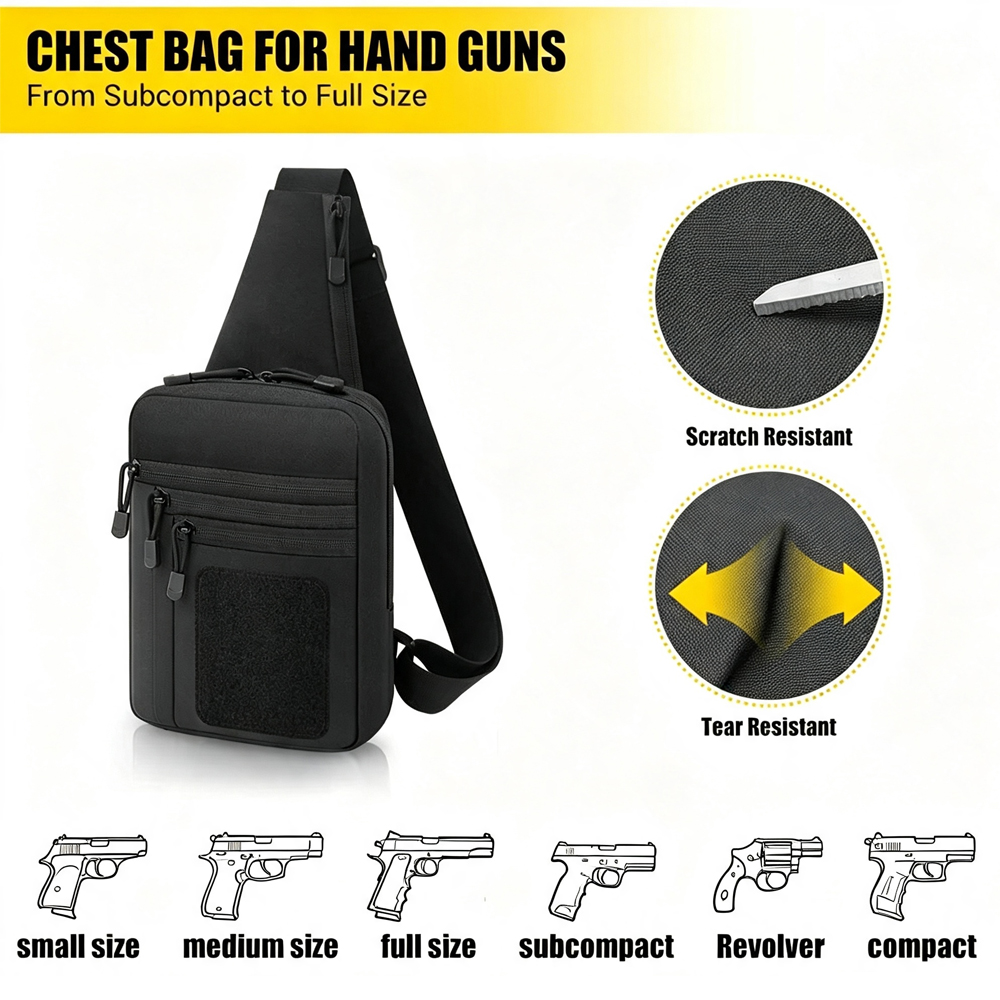 隠し銃持ち用チェストガンバッグ、ピストルガン収納バッグ、タク - Edc Carry Bag For Pistol のレビューと価格