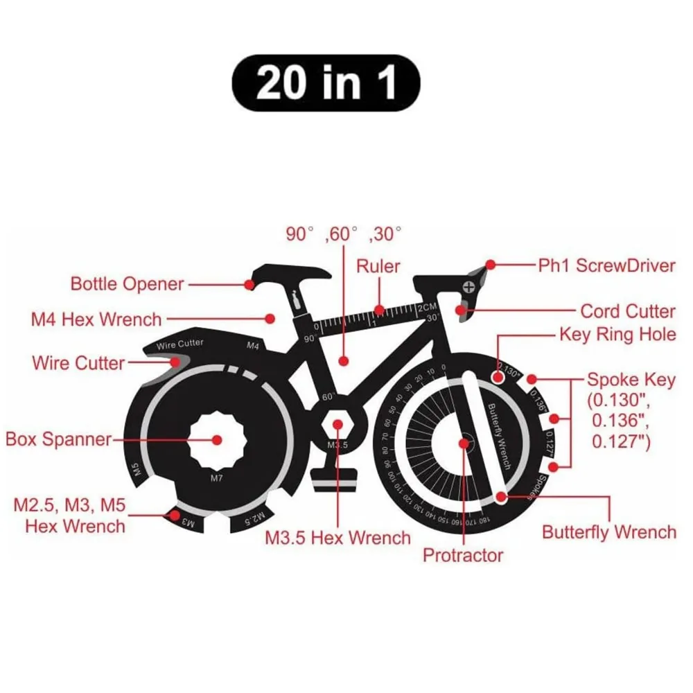 ​ ​ 20-in-1自転車マルチツールカード - クレジッ - Multitool Credit Card のレビューと価格