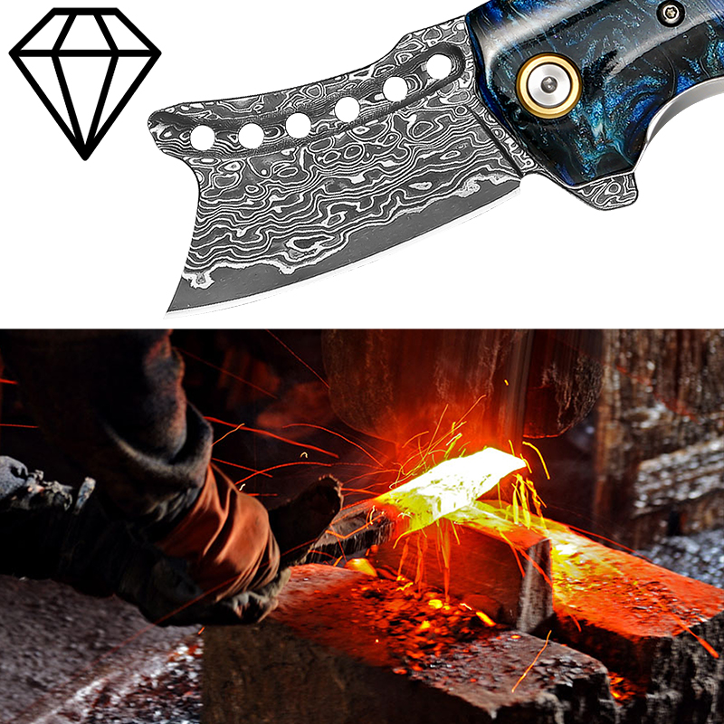 手作りダマスカス鋼ポケットナイフ、メンズEDC折りたたみナイ - Edc Carry Pocket Knife のレビューと価格