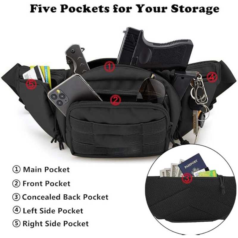 防水モールEDCバッグ戦術用ファニーパックホルスター隠し携帯 - Edc Concealed Carry Fanny Pack のレビューと価格