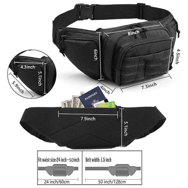 防水モールEDCバッグ戦術用ファニーパックホルスター隠し携帯 - Edc Concealed Carry Fanny Pack のレビューと価格