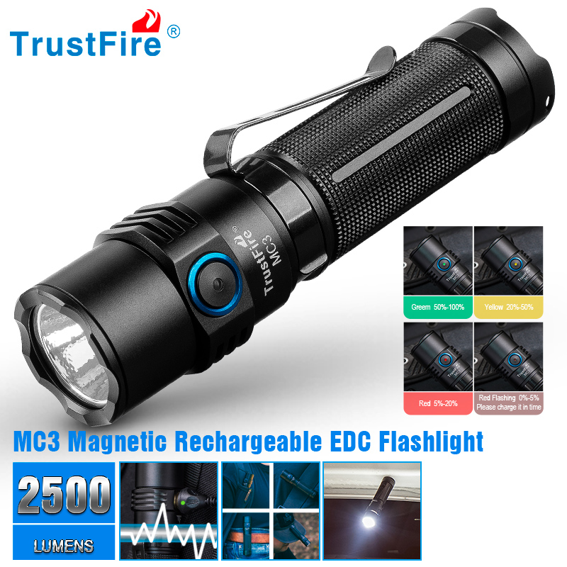 Trustfire Mc3 ハイパワー充電式 Led 懐中電 - Edc Car Carry のレビューと価格