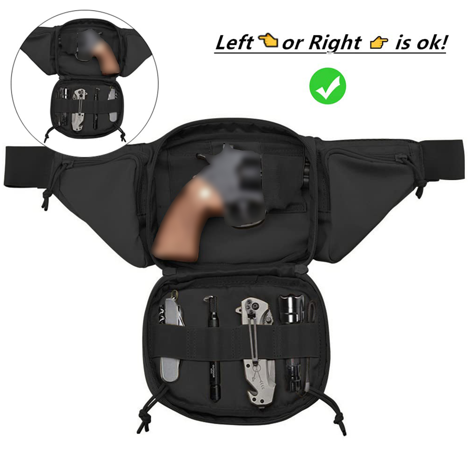 戦術的なファニーパックガンホルスター隠しキャリーピストルウエ - Edc Concealed Carry Fanny Pack のレビューと価格