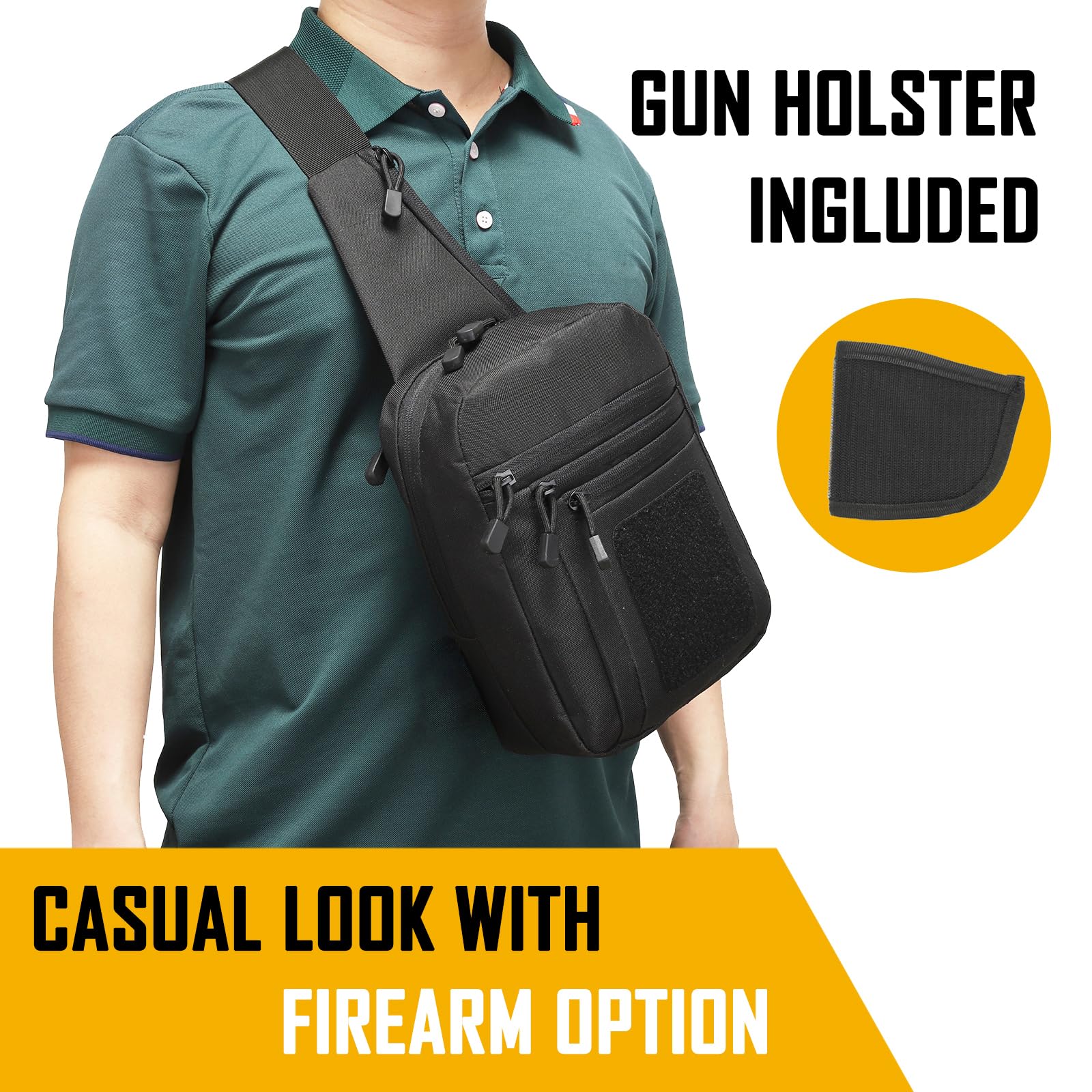 メンズ用隠し携帯用クロスボディバッグ、CCWスリングバッグE - Edc Concealed Carry のレビューと価格